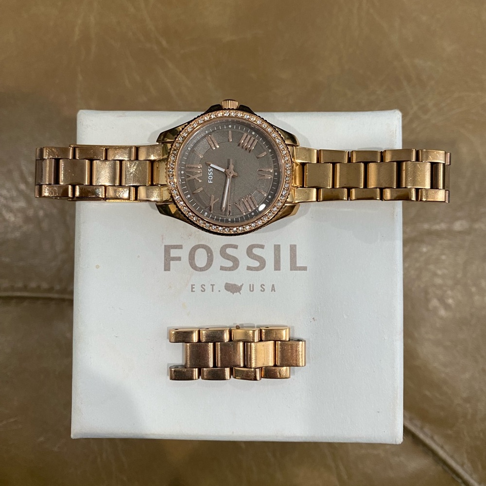 Analogue Scarlette Mini Fossil Watch Rose Gold with Quartz